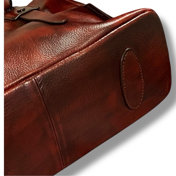 Mahogany LEATHER doctor bag/handbag. Versatile styling w/scarf shoulder strap. - Picture 12 of 13